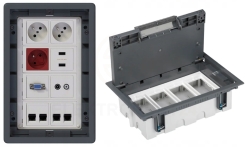 Puszka podłogowa Floorbox 4-modułowa USB Schuko TV-SAT VGA Simon Connect