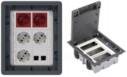 Puszka podłogowa Floorbox 3-modułowa gniazda elektryczne RJ-45 Schuko
