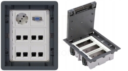 Puszka podłogowa Floorbox 3-modułowa RJ-45 VGA Schuko Simon Connect