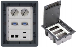 Puszka podłogowa Floorbox 3-modułowa RJ-45 VGA USB Kontakt-Simon 6 gniazd