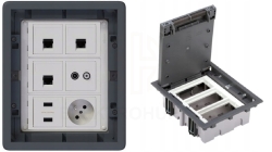 Puszka podłogowa Floorbox 3-modułowa RJ-45 TV-SAT USB do biur i domów
