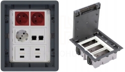 Puszka podłogowa Floorbox 3-modułowa RJ-45 USB Schuko do biur i domów
