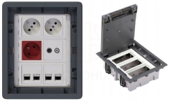 Puszka podłogowa Floorbox 3-modułowa RJ-45 TV-SAT Schuko Simon Connect