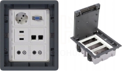 Puszka podłogowa Floorbox 3-modułowa RJ-45 USB TV-SAT VGA Simon Connect