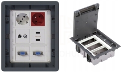 Puszka podłogowa Floorbox 3-modułowa USB Schuko TV-SAT VGA Simon Connect
