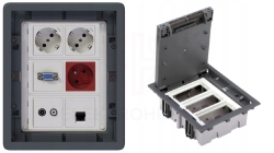 Puszka podłogowa Floorbox 3-modułowa RJ-45 VGA TV-SAT Schuko Simon Connect