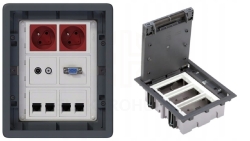Puszka podłogowa Floorbox 3-modułowa RJ-45 VGA TV-SAT Schuko Simon Connect