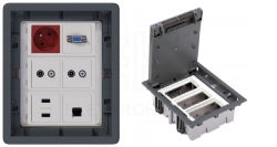 Puszka podłogowa Floorbox 3-modułowa RJ-45 VGA TV-SAT USB Simon Connect