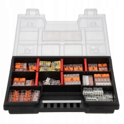 Zestaw złączek WAGO 221 2273 w organizerze do instalacji elektrycznych 102