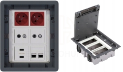 Puszka podłogowa Kontakt Simon 3-modułowa gniazdka USB TV-SAT Keystone