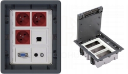 Puszka podłogowa Kontakt-Simon 3-modułowa gniazdka elektryczne RJ-45 TV-SAT