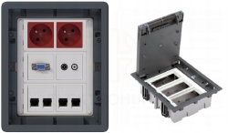 Puszka podłogowa Kontakt-Simon 3-modułowa gniazdka RJ-45 VGA TV-SAT K45