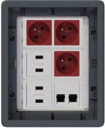 Puszka podłogowa Kontakt Simon 3-modułowa gniazdka RJ-45 USB K45 6 gniazd