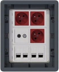 Puszka podłogowa Kontakt Simon 3-modułowa gniazda elektryczne RJ-45 TV-SAT