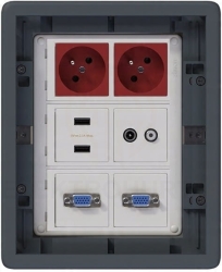 Puszka podłogowa Kontakt Simon 3-modułowa gniazda USB RJ-45 TV-SAT VGA