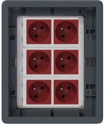 Puszka podłogowa Kontakt Simon 3 moduły 6 gniazd elektrycznych z