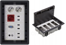 Puszka podłogowa 8-modułowa z gniazdami USB VGA TV-SAT Simon Connect
