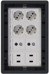 Puszka podłogowa Floorbox 8-modułowa USB TV-SAT Simon Connect regulowana