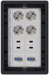 Puszka podłogowa Floorbox 8-modułowa USB VGA Simon Connect regulowana