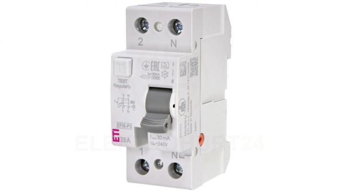 Wyłącznik różnicowoprądowy 2P 25A 0,03A typ A 6kA EFI6-P2 A 25/0.03 002061261