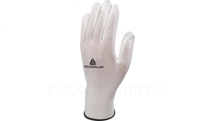 Rękawice dziane z poliestru (100) dłoń powlekana poliuretanem ścieg 13 kolor biały rozmiar 8 MAIN VE702P08