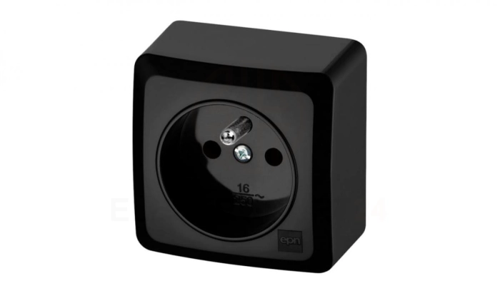 BERG Gniazdo pojedyncze z uziemieniem n/t 2P+Z czarny 3733-09