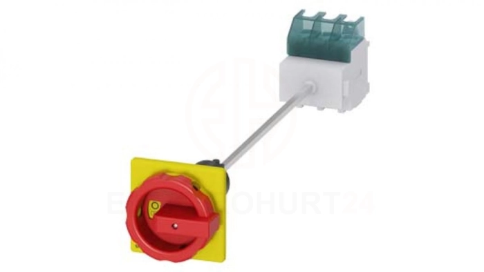 Rozłącznik główny/awaryjny 3P 63A 22kW AC23A 400V montaż na płycie z wałkiem pokrętło otwór centralny 22.5 mm 3LD2545-0TK53