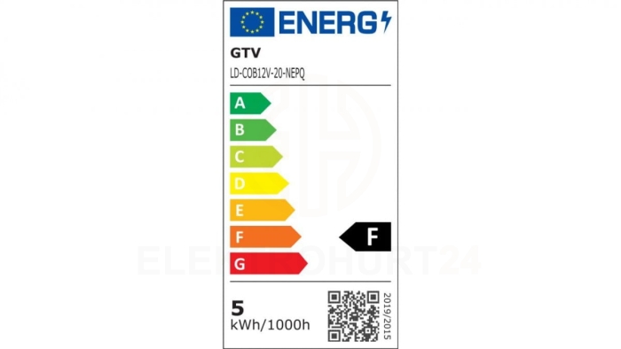 Taśma LED COB 12V, 480LED/m, 8mm, 10W/m, bez żelu, neutralny biały /5m./