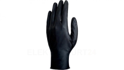 RĘKAWICE JEDNORAZOWE Z NITRYLU, NIEPUDROWANE, NITRYL O CHROPOWATEJ TEKSTURZE, OPAKOWANIE 50, CZARNE, ROZMIAR 6/7, V1600B5006