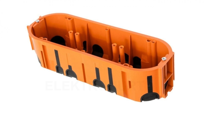 Puszka podtynkowa ProDuo potrójna, głęboka 60mm, fi68, łączeniowa, z wkrętami, wiatroszczelna , pomarańczowa, IP30 /A.0093/