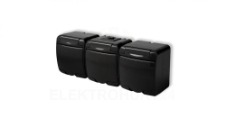 JUNIOR Gniazdo potrójne z uziemieniem 3x(2P+Z) (klapka czarna bez przesłon) czarny 12GHE-3