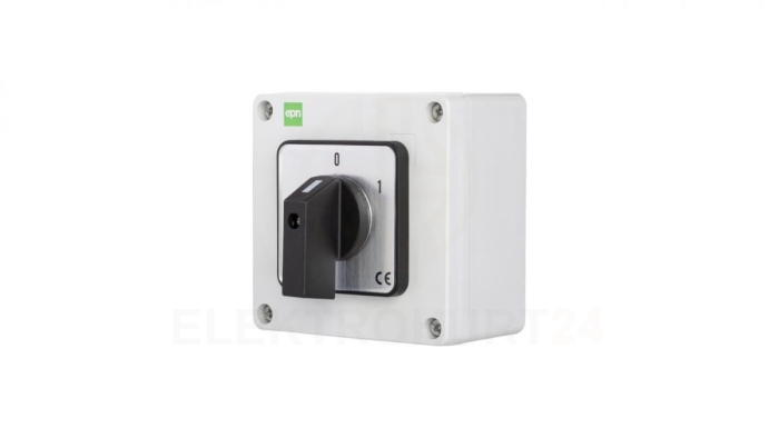 Łącznik krzywkowy 16A/3F 0-1 w obudowie IP65 szary 105x105x66 6160-00