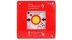 Ręczny przycisk przeciwpożarowego wyłącznika prądu PWP1 (1NO) z certyfikatem CNBOP - 2LED zielony/czerwony 230V