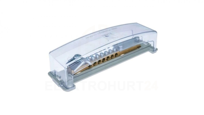 Szyna wyrównująca potencjał, 7x16mm2, 1x50mm2, 1x30mm2 do bednarki, szara z pokrywą przeźroczystą /E.4104P/