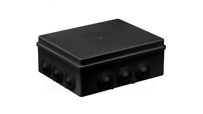Puszka hermetyczna S-BOX 240x190x90, 12 dławików, odporna na UV, czarna, IP65 /S-BOX 506C/