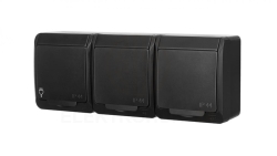 Hermes gniazdo hermetyczne 3x2P+Z schuko z/u 16A IP44 czarne