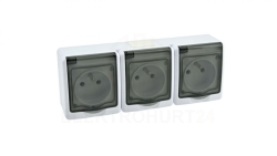 BETA Gniazdo potrójne 3xP+Z IP44 dymne* D.3114GGG/1