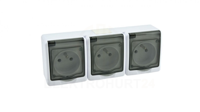 BETA1 Gniazdo potrójne 3xP+Z IP44 dymne* D.3114GGG/1