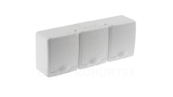 BETA Gniazdo hermetyczne potrójne, białe, biała klapka, IP44 /D.3114BGGG/1/
