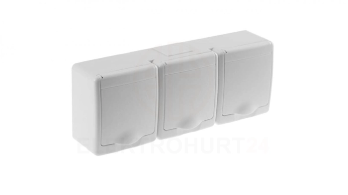 Gniazdo hermetyczne BETA potrójne, białe, biała klapka, IP44 /D.3114BGGG/1/