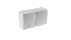 BETA Wyłącznik hermetyczny pojedynczy, schodowy i gniazdo BETA pojedyncze, białe, biała klapka, IP44 /D.3112BGWS/1/