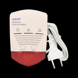 Czujnik gazu ziemnego ORNO ORDC614 bialy alarm detektor 230V z testem LED