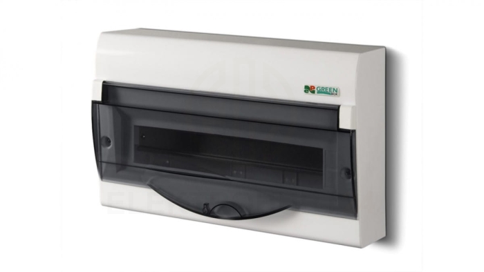 Rozdzielnica modułowa 1x12+2 natynkowa GREEN BOX RN 1/12+2 drzwi transparentne dymne N+PE IP40 2353-01