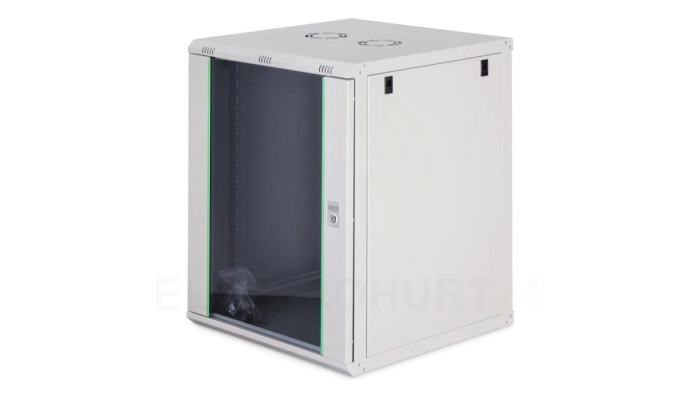 Szafa sieciowa wisząca Dynamic 19 16U rack 600x600, drzwi szyba, szary, niezłożona, 60kg DN-37114