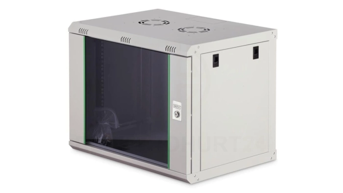 Szafa sieciowa wisząca Dynamic 19 9U rack 600x450, drzwi szyba, szary, niezłożona, 60kg DN-37104