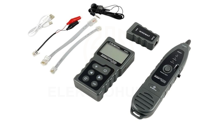 Wszechstronny tester kabli sieciowych z funkcjami PoE, śledzenia, pomiaru długości i testowania ciągłości z wyświetlaczem