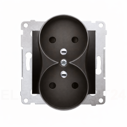 Simon 54 Gniazdo podwójne z/u 16A IP20 z przesłoną czarny mat DGZ2MZ.01/49