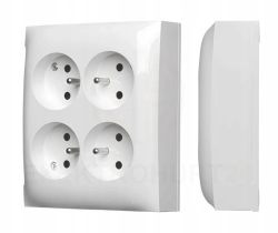 Simon Aquaclick GNIAZDO WTYCZKOWE NATYNKOWE 4-KROTNE Z/U IP20 BIAŁE