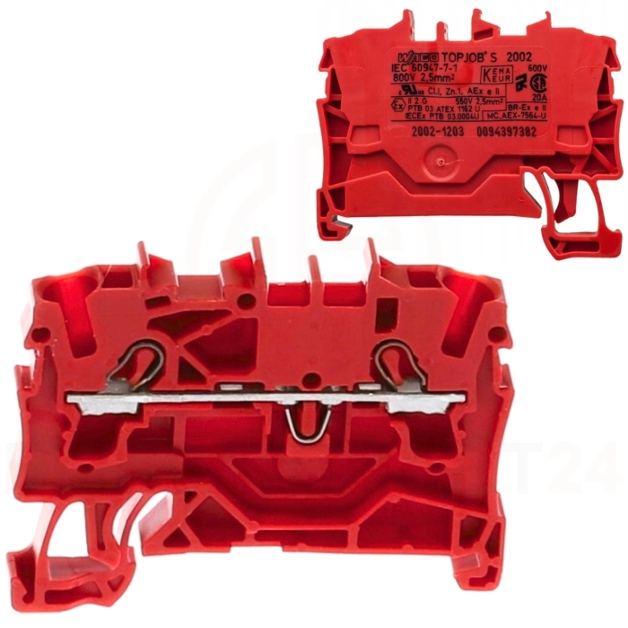 Złączka szynowa 2-przewodowa 2,5 mm² czerwona 2002-1203.png