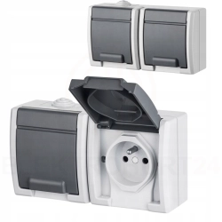 Aquant gniazdo hermetyczne podwójne natynkowe IP55